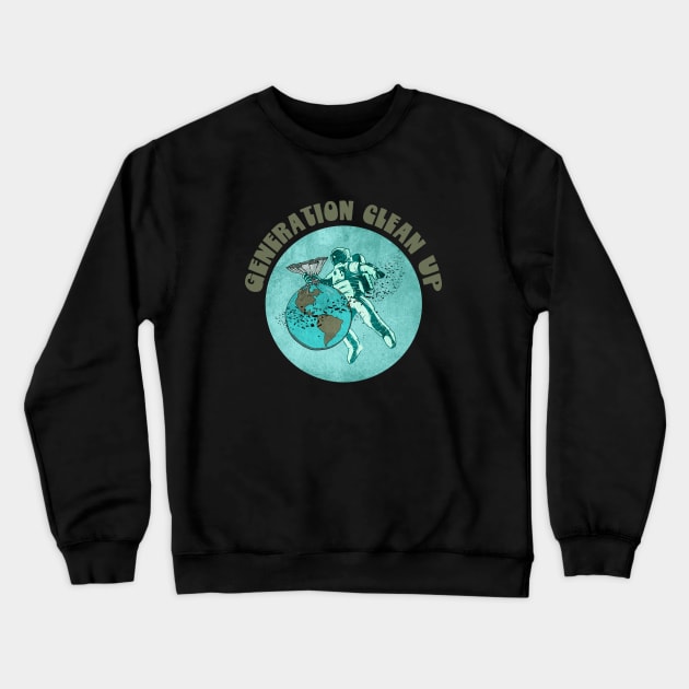 Generation Clean Up - Plastic Planet Astronaut Crewneck Sweatshirt by Jitterfly